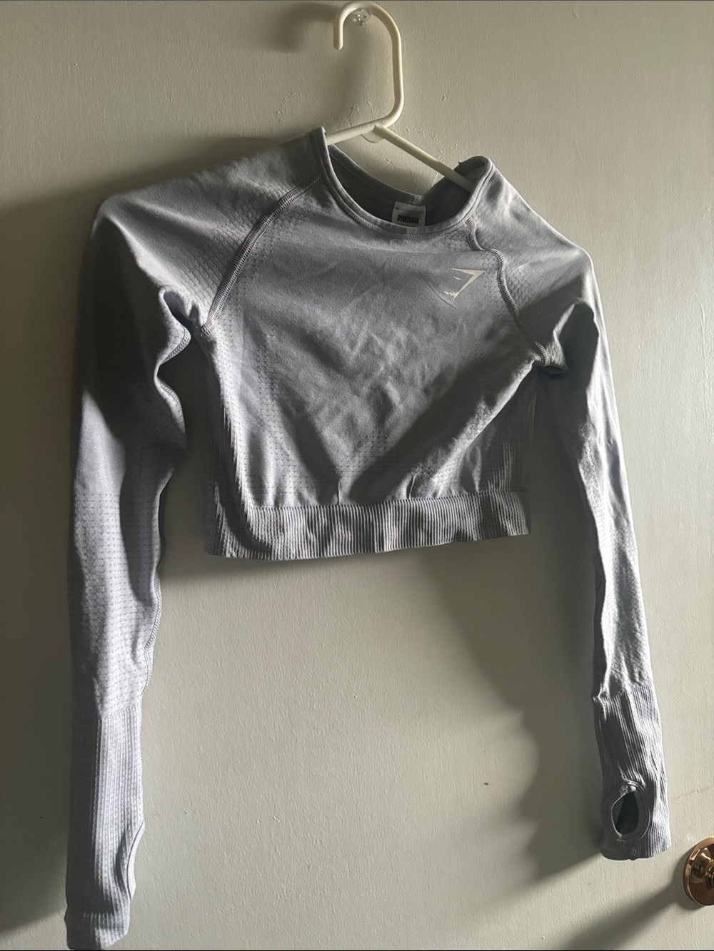 gym shark light gray long sleeve crop top